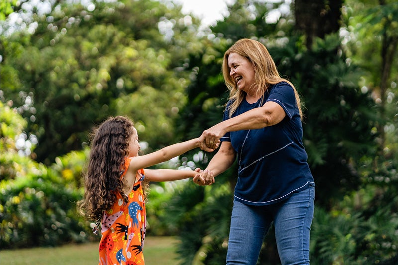 mother and daugher playing