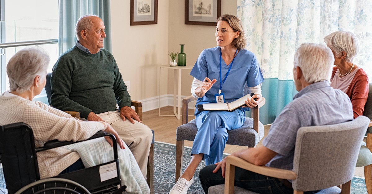 seniors meeting with a nurse