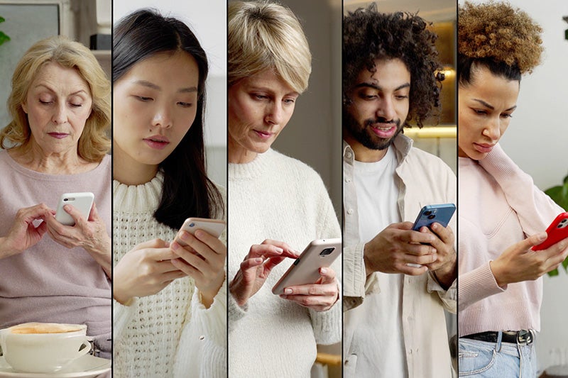 People searching topics on their phone