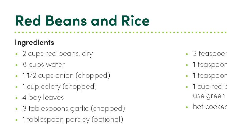 FPO red beans and rice recipe