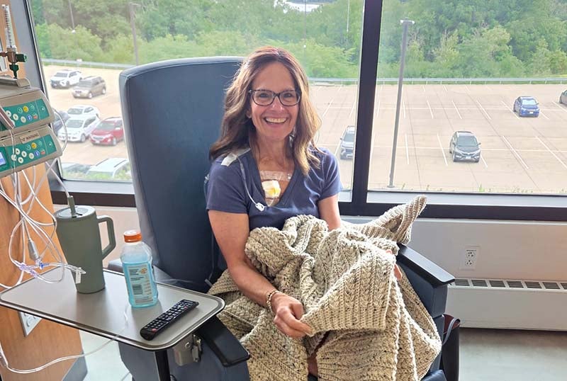 Lue Bockenstedt receiving chemotherapy
